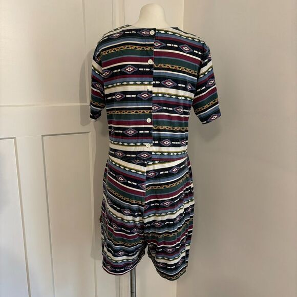 Vintage S. Roberts 80s Southwestern Flowy Boho Romper Button Back  size Medium - Picture 2 of 13